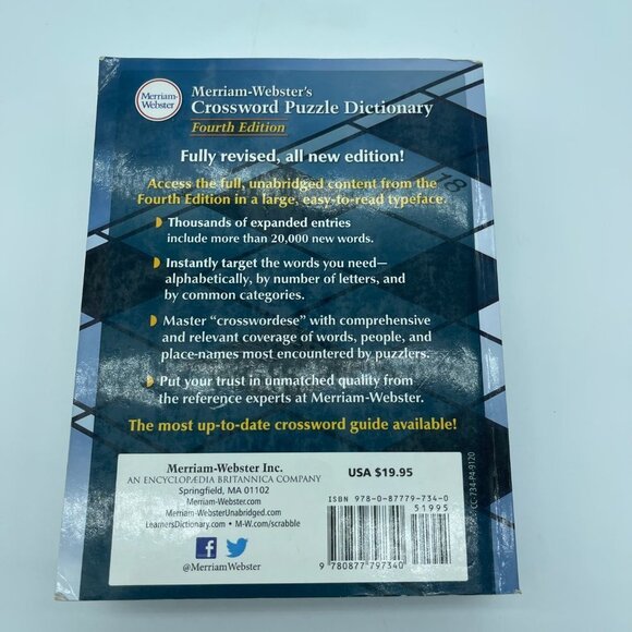 Crossword Puzzle Dictionary Fourth Edition Merriam Websters Enlarged Print - Picture 9 of 9